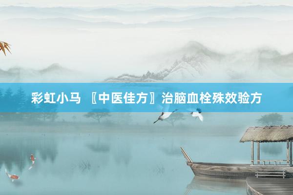 彩虹小马 〖中医佳方〗治脑血栓殊效验方